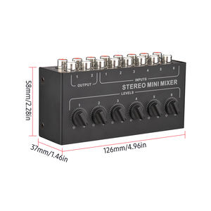 Mini mezclador estéreo RCA <span class=keywords><strong>de</strong></span> <span class=keywords><strong>6</strong></span> <span class=keywords><strong>canales</strong></span> Rayco, <span class=keywords><strong>tarjeta</strong></span> <span class=keywords><strong>de</strong></span> <span class=keywords><strong>sonido</strong></span> <span class=keywords><strong>de</strong></span> audio pasiva con control <span class=keywords><strong>de</strong></span> volumen <span class=keywords><strong>de</strong></span> <span class=keywords><strong>6</strong></span> en 2 salidas, no requiere batería - Product Image 3