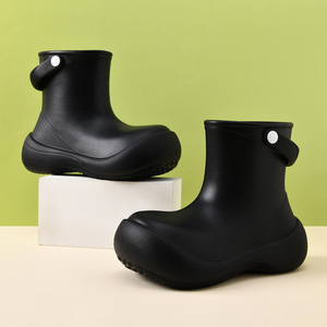Bottes de pluie pour femmes, blanches, en EVA, à talon bas, semelle épaisse, imperméables, antidérapantes, pour l'extérieur - Product Image 3