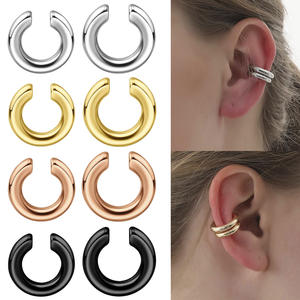 Boucles d'oreilles manchette en acier chirurgical 316L pour femmes en forme de C Huggie <span class=keywords><strong>Cartilage</strong></span> boucles d'oreilles manchette Non <span class=keywords><strong>Piercing</strong></span> rond fausse boucle d'<span class=keywords><strong>oreille</strong></span> - Product Image 1