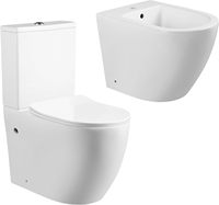Ensemble WC et Bidet Moderne en Céramique Blanche de Haute Qualité pour Salle de Bain, Deux Pièces
