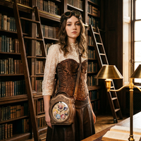 Sac à dos Ita rétro personnalisé en cuir PU style Steampunk avec fenêtre dôme transparente pour montre de poche, idéal pour collectionneurs et présentation cosplay