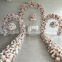 Toile de fond de mariage articles de décoration de fête fleurs roses artificielles en soie pièces centrales chemin de table événement fausse rangée de fleurs arc floral