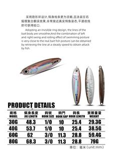 เหยื่อจิ๊กโลหะแบบจมช้ารุ่นใหม่ Arherina Bleekeri น้ำหนัก 30 กรัม/40 กรัม/60 กรัม/80 กรัม สำหรับตกปลาแมคเคอเรลสเปน (ปลาคัตสึโอะ) เหยื่อตกปลาทะเลแบบสปูนจิ๊กกิ้ง - Product Image 2