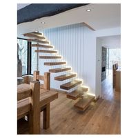 Escalier de hall d'exposition à câbles direct usine, moderne, en acier, avec marches flottantes, design intérieur de luxe