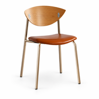 Chaise de salle à manger de luxe de style moderne du milieu du siècle, avec dossier en placage de bois massif, assise rembourrée en cuir PU noir et structure en métal, idéale pour villa