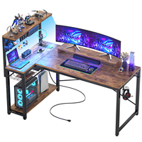 Bureau de jeu ergonomique et durable avec étagère et pieds en Z, table de jeu PC réversible pour la maison, le bureau et la chambre
