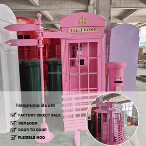 ตู้โทรศัพท์โลหะสีชมพูแบบปรับแต่งได้เรียบใช้ตกแต่งงานแต่งงานงานปาร์ตี้งานปาร์ตี้งานตกแต่ง - Product Image 4