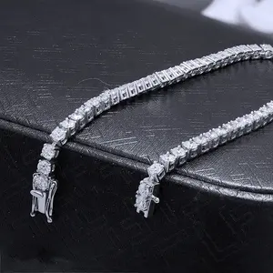 海勒珠宝10k 14k 18k纯金打造项链生长石3毫米手链实验室钻石网球链
