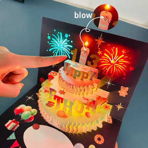 Tarjeta <span class=keywords><strong>de</strong></span> Felicitación 3D Pop-up con Velas y Fuegos Artificiales, Luces y Música para <span class=keywords><strong>Cumpleaños</strong></span> - Product Image 1