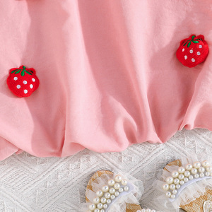 Robe d'été sans manches pour petites filles (6 mois-3 ans) avec jolie décoration fraise, antistatique et respirante, vêtements de fête pour bébés - Product Image 5