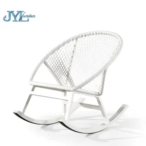 Bequeme Outdoor-Garten Rattan Schaukel stuhl Möbel aus Aluminium guss