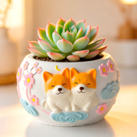 Moule en silicone 3D de haute qualité pour chats et chiens, moule en plâtre DIY pour pot de plantes succulentes, décoration artisanale pour la maison