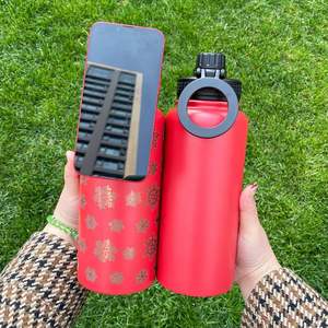 1 Pack Porte-téléphone magnétique rouge avec logo personnalisé, bouteille d'eau en acier inoxydable isolée sous vide plaquée cuivre de 32 oz avec couvercle - Product Image 3