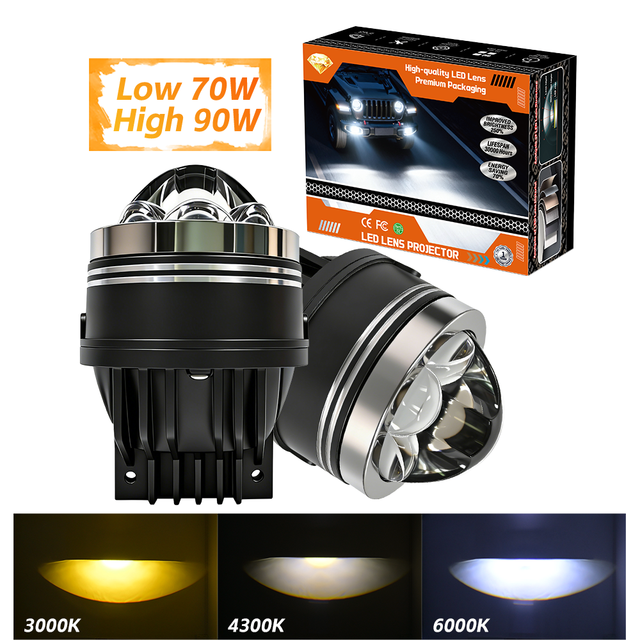 DGLS D-699 Triple Beam Bi-LED Projector with Dual Laser 90W Tri-Color IP68 Universal Fog Light for Offroad 4x4