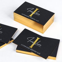 Carte de visite professionnelle noire personnalisée avec logo estampé à chaud sur bord doré, papier d'art, conception gratuite, carte de visite d'entreprise