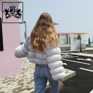 Janefur MOQ bajo, superventas, estilo corto de primavera, 5 secciones, tela de piel para mujer, cálido <span class=keywords><strong>abrigo</strong></span> de piel de zorro real para mujer - Product Image 2