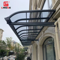 Auvent de jardin Auvent en alliage d'aluminium Feuille de poly carbonate Parasol imperméable Anti-UV Balcon Extérieur Patio couvert Auvent