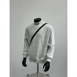 Sweat à capuche gris en laine à motif floral, col montant demi-zippé pour homme, style rétro américain, épais et haut de gamme, automne et hiver - Product Image 6