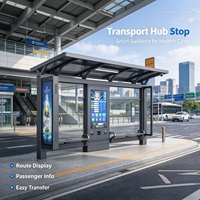 Abri de bus intelligent multifonctionnel avec affichage numérique, Wi-Fi, recharge USB et système d'énergie solaire