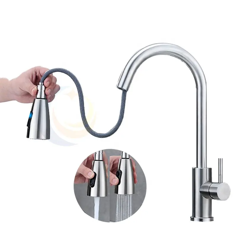 JW304 Kitchen Faucet Pull Out Kitchen Sink Mixer Tap Stream Sprayer Head Mixer Tap Kitchen Faucet Pull Out