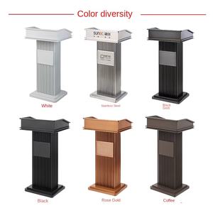 सम्मेलन कक्ष के लिए आधुनिक डिजाइन धातु पोडियम होटल रेस्तरां रिसेप्शन डेस्क पार्किंग बिक्री सूचना डेस्क - Product Image 1