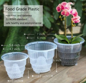 Vasi per orchidee con fori vaso da fiori in plastica trasparente durevole per tutti i tipi di <span class=keywords><strong>piante</strong></span> carnose <span class=keywords><strong>succulente</strong></span> di orchidee pianta trasparente da giardino - Product Image 2