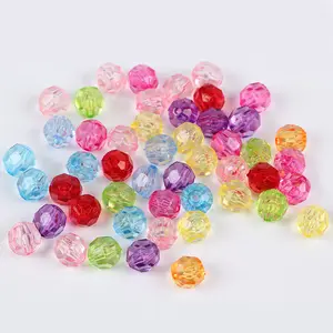 Factory direct colorful mixed colors 6mm 8mm 10mm 12mm crystal transparent spacer abacus round acrylic faceted beads