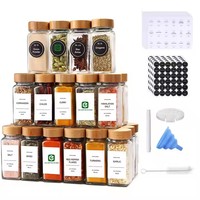 Outils pour herbes et épices de cuisine Bocaux à épices en verre pour assaisonnement Bouteille de sel Poivre Chili Shaker Pots à épices à l'ail avec couvercle en bois d'acacia