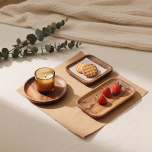 Acacia Wood Cloud <b>Tray</b> Handmade Serving <b>Tray</b> For <b>Tea</b> Coffee Dessert Small Size - Product Image 3