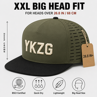Casquette de baseball XXL à logo personnalisé, style 'Dad Hat', bicolore, séchage rapide, découpe laser, pour têtes de grande taille (68 cm), avec cordon de serrage, vente en gros, usine OEM