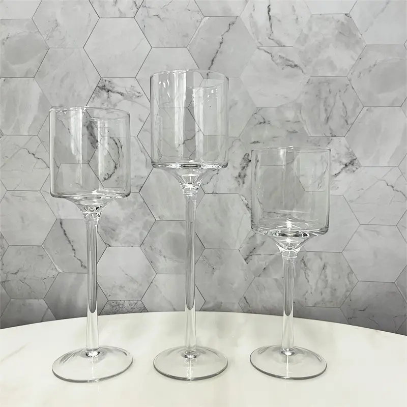 Suporte de velas de vidro de cristal, castiçal clássico de vidro de cristal da mesa, romântico, bar, festa, jantar, casa, decoração, suporte de velas, personalizado