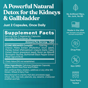 Suplemento de Marca Privada para la Salud Renal: Cápsulas Herbales de Extracto de <span class=keywords><strong>Chanca</strong></span> <span class=keywords><strong>Piedra</strong></span> para Desintoxicación OEM, 600mg, 60 Cápsulas - Product Image 6
