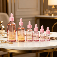 En stock – Flacon compte-gouttes en verre rose mignon avec couvercle rose, disponible en 5 ml, 10 ml, 15 ml, 20 ml, 30 ml, 50 ml, 100 ml