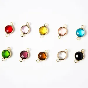 Round Gold Oval Crystal Pendant with Brass Stone Charms Shell Main Material for Jewelry Accessories