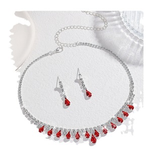 Conjunto de Collar y Pendientes Elegantes Azules para Mujer, Estilo Europeo-Americano, para Vestidos de Boda, Fuente Transfronteriza - Product Image 5