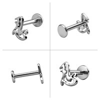 Piercing d'oreille plat en titane G23 avec symbole chinois « Patience », hypoallergénique ASTM F136, pour cartilage, tragus, hélix, plaqué or