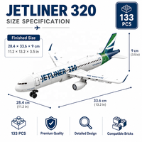 Modèle d'avion Jetliner 320 en blocs de construction, collection de jouets pour les distributeurs de jouets, les détaillants de modélisme, les marchés de cadeaux et les projets OEM