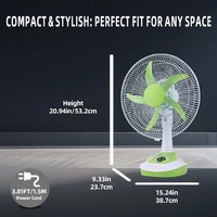 Ventilateur solaire de 14 pouces avec panneau solaire, ventilateur de table rechargeable, ventilateur électrique portable avec lumière LED pour la maison