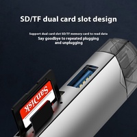 Lector de tarjetas OTG de alta velocidad tipo C 3,0, diseño de aleación de aluminio, teléfonos móviles, computadoras, tabletas, compatible con tarjeta SD, memoria de disco U