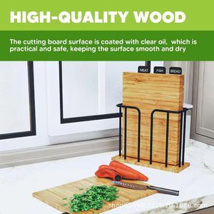 Simple bamboo and wood four-piece cutting board <b>set</b>, multi-functional household fruit and vegetable board, double-sided use, - Product Image 3