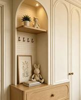 Armoire de chambre à coucher moderne de luxe sur mesure, style crème, écologique, avec rangement intégré, OEM