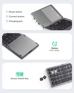 Du lịch 64 phím máy tính xách tay điện thoại máy tính bảng Touch Pad di động BT không dây có thể gập lại Bàn phím gấp bàn phím - Product Image 2