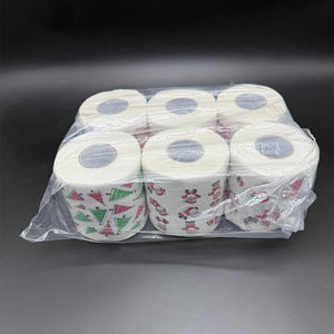 6 pièces/paquet de rouleaux de <span class=keywords><strong>papier</strong></span> <span class=keywords><strong>toilette</strong></span> imprimé dans un emballage souple avec Père Noël, cheminées, coffrets cadeaux, arbres pour fête festive - Product Image 3