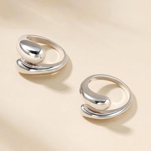 Adjustable Open Teardrop <b>Ring</b> | 18K PVD Gold Stainless Steel Sculptural <b>Statement</b> <b>Ring</b> for Women | Waterproof & Hypoallergenic - Product Image 5