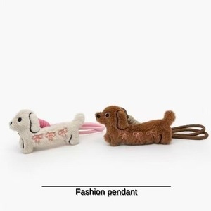 Llavero de Perro Dachshund de Peluche Personalizado con Lazo Bordado, Colgante de Moda para Bolsos, Llavero de Animal de Peluche para Accesorios de Bolsos - Product Image 3