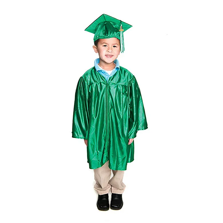 도매 빛나는 유치원 어린이 유치원 어린이 졸업 가운 일회용 모자 및 가운