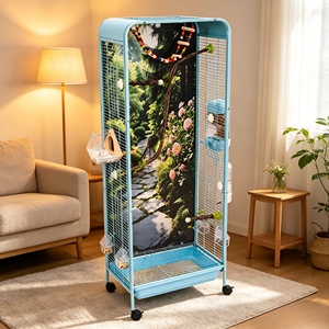 Grande cage à oiseaux verticale en fer forgé de luxe Cage pour <span class=keywords><strong>perroquet</strong></span> d'intérieur spacieuse Cage pour animaux de compagnie - Product Image 1