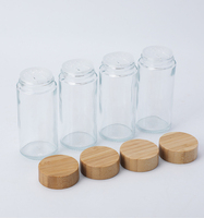 Outils pour herbes et épices de cuisine Bocaux à épices en verre pour assaisonnement Bouteille de sel Poivre Chili Shaker Pots à épices à l'ail avec couvercle en bois d'acacia