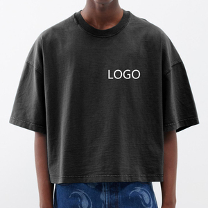 T-shirt en coton 240 g/m² vierge délavé à l'acide, coupe carrée et courte pour homme – Essentiels du fabricant de t-shirts lourds - Product Image 1