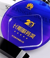 Trophée personnalisé créatif en verre K9, impression couleur ronde, logo gravé au laser, base design, cadeau souvenir pour partenaire VIP, mariage
